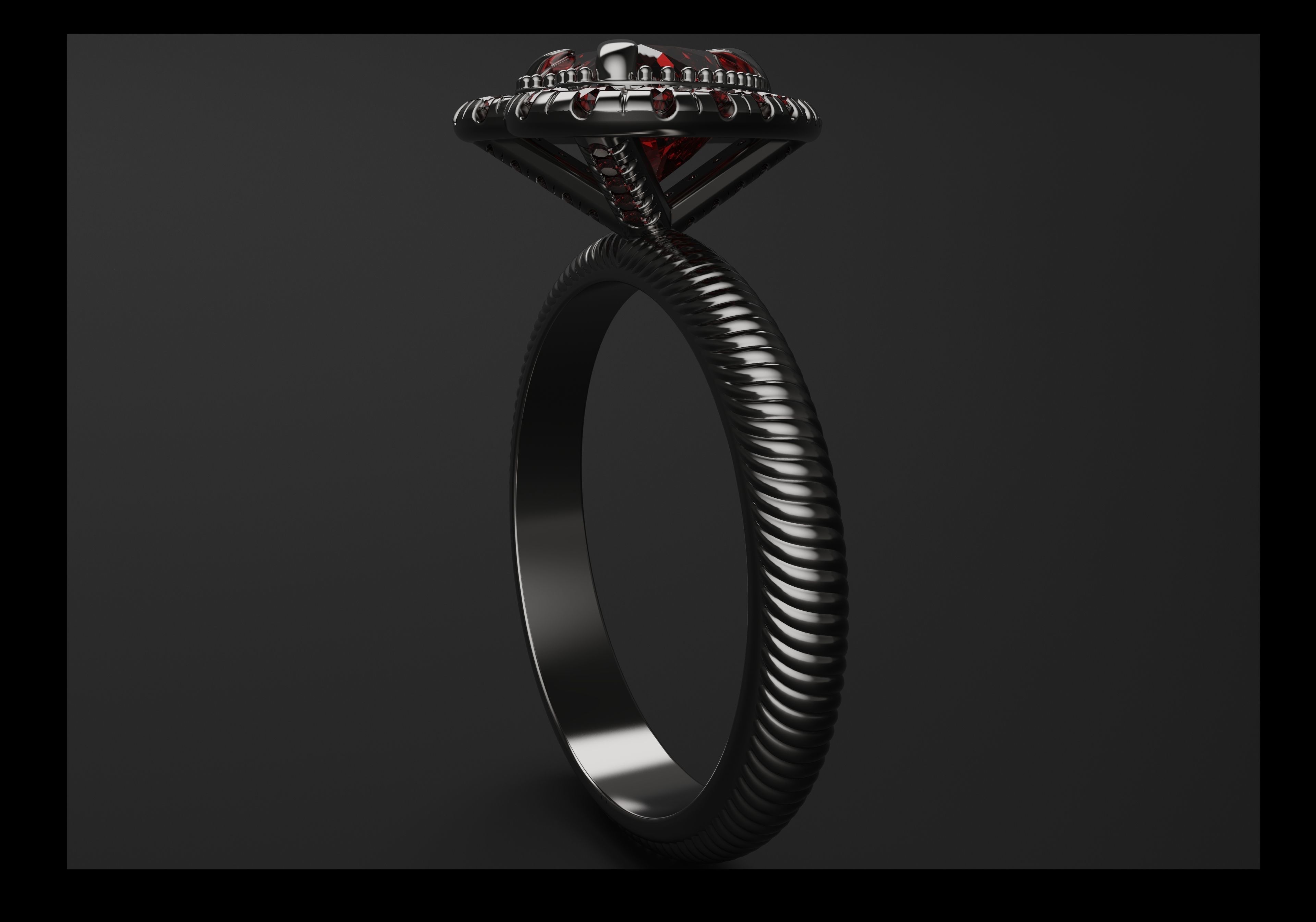 A ring with a heart 3D print model_2
