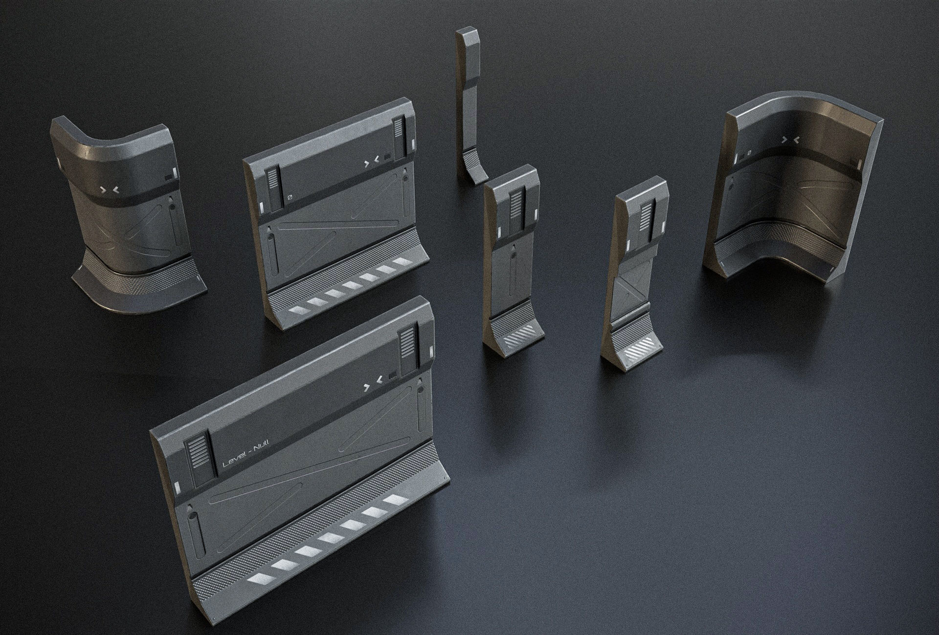 Sci-fi Modular Wall Kit PBR Low-poly 3D model_6