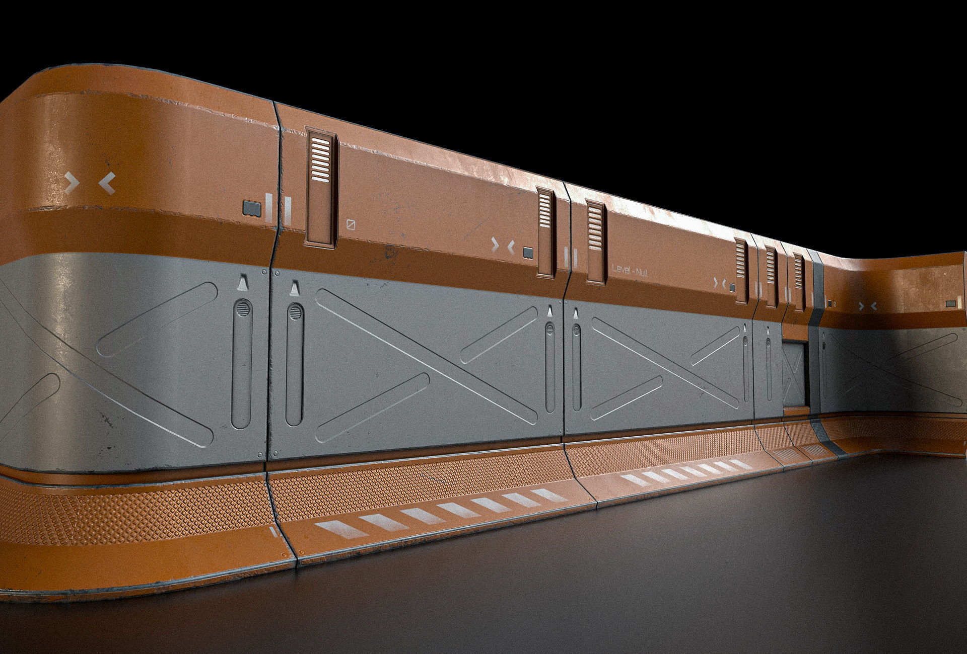 Sci-fi Modular Wall Kit PBR Low-poly 3D model_4