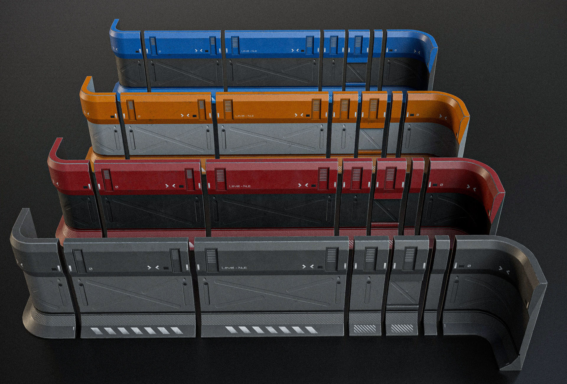 Sci-fi Modular Wall Kit PBR Low-poly 3D model_5