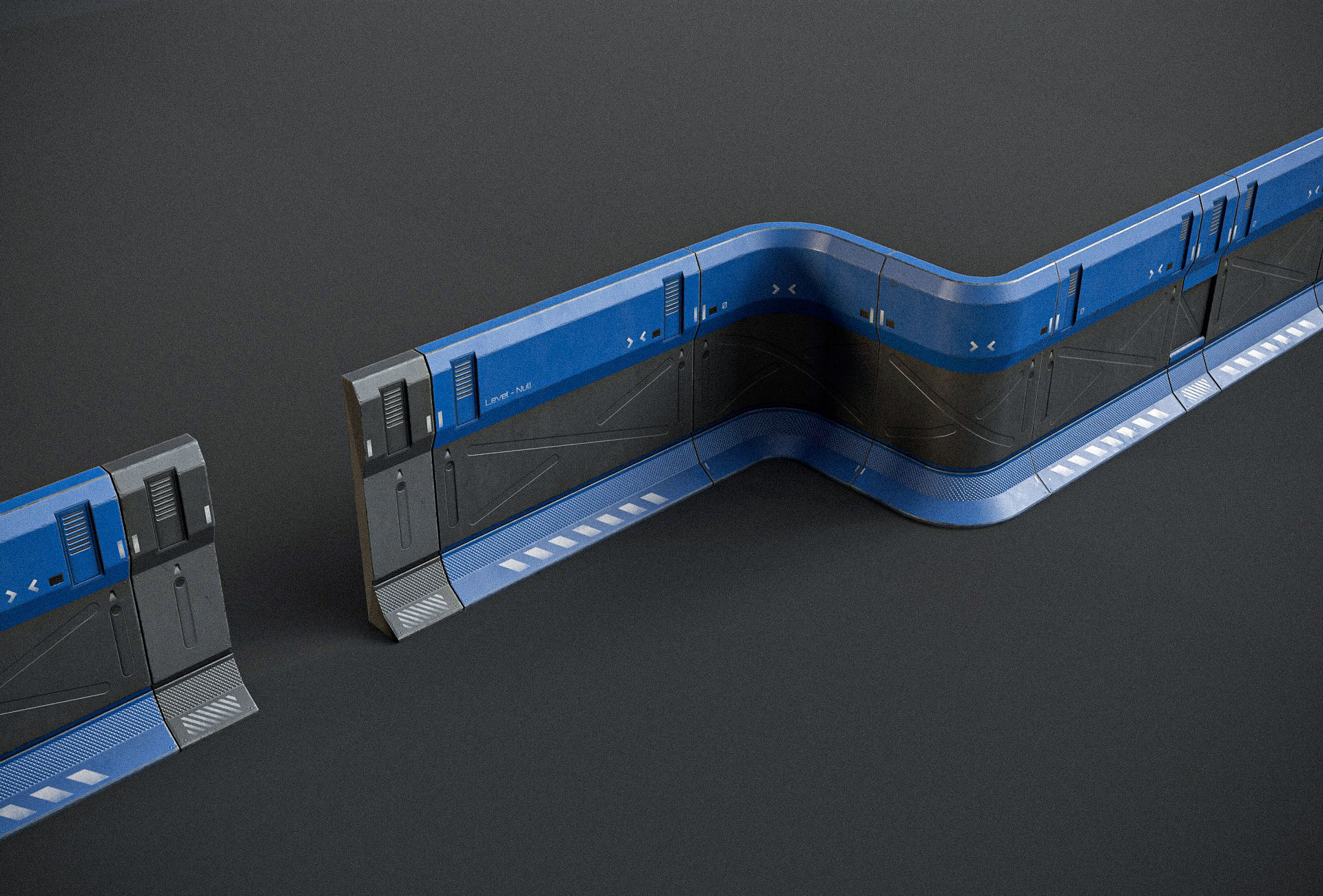 Sci-fi Modular Wall Kit PBR Low-poly 3D model_10