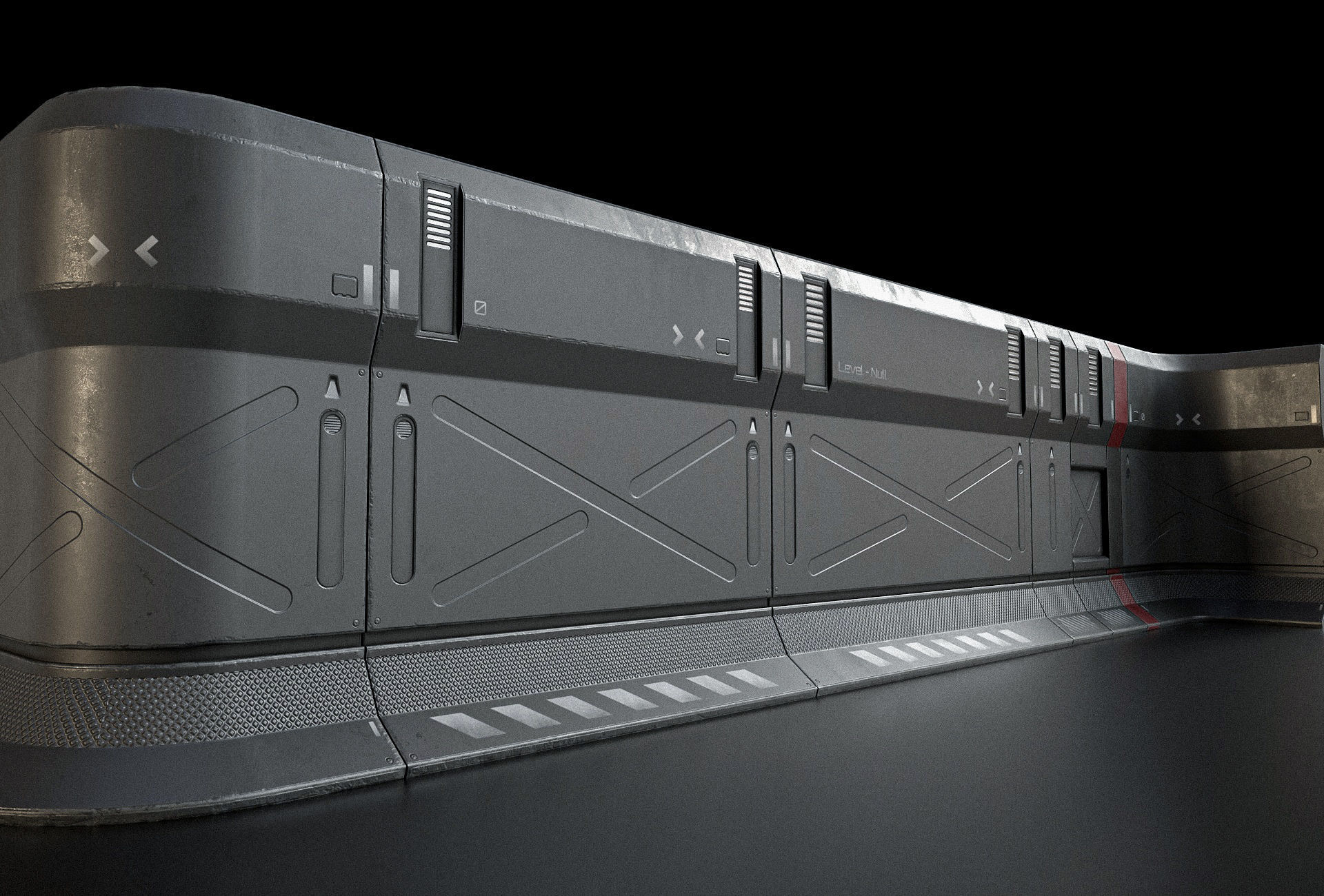 Sci-fi Modular Wall Kit PBR Low-poly 3D model_2