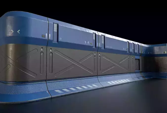 Sci-fi Modular Wall Kit PBR Low-poly 3D model