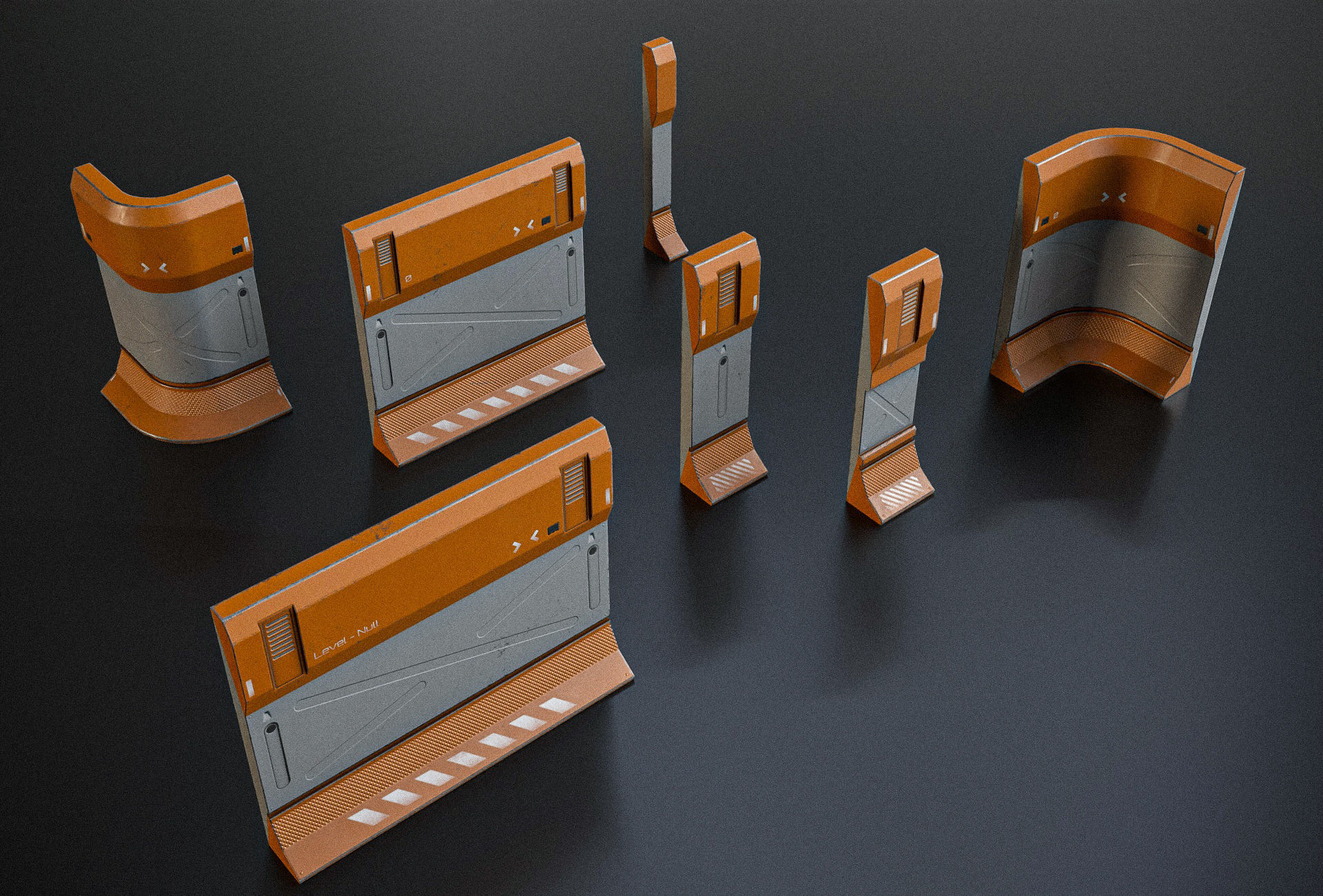 Sci-fi Modular Wall Kit PBR Low-poly 3D model_7