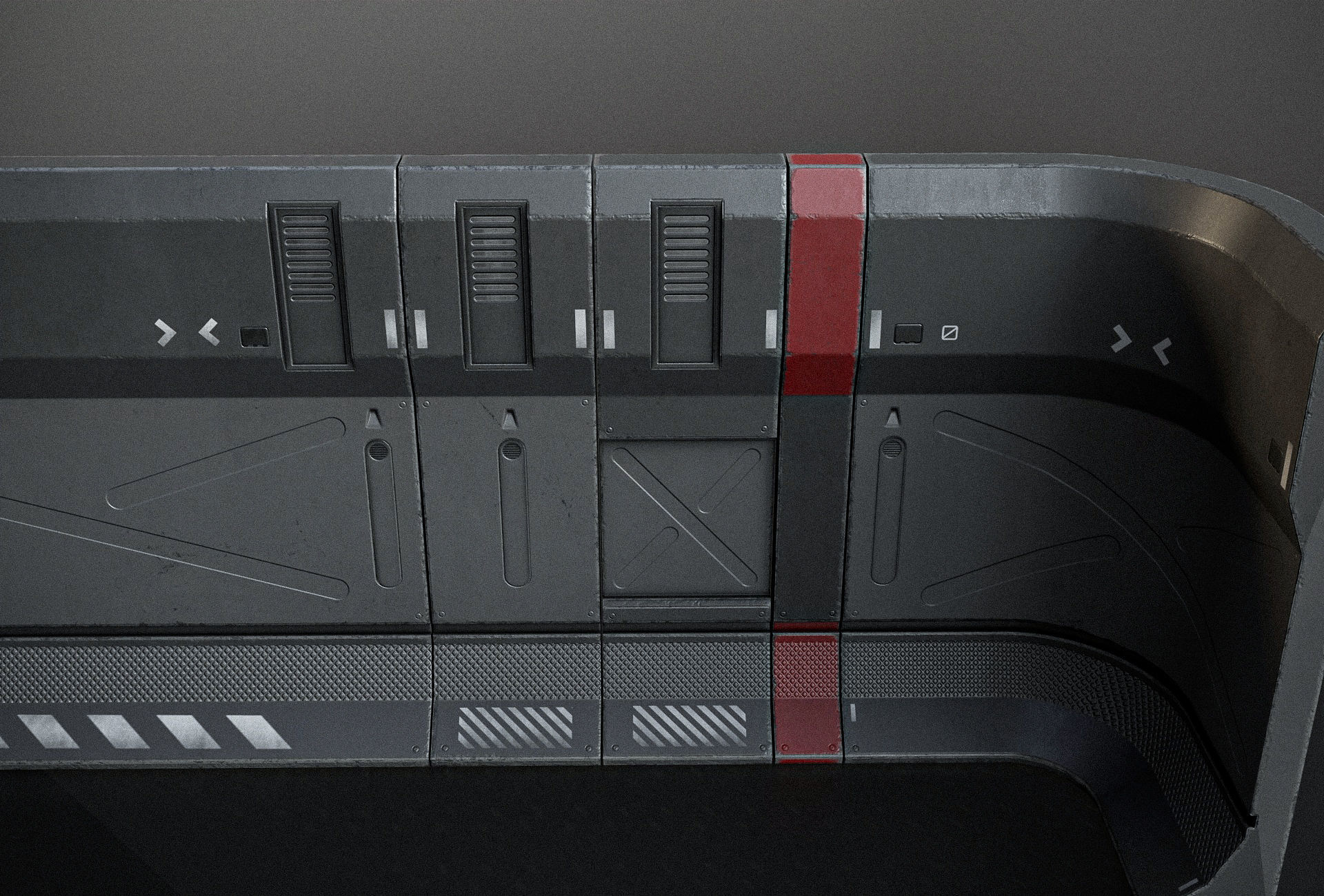 Sci-fi Modular Wall Kit PBR Low-poly 3D model_12