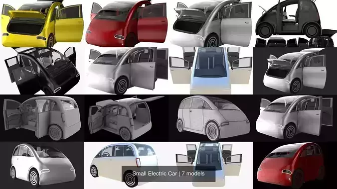 Small Electric Car 3D Model Collection