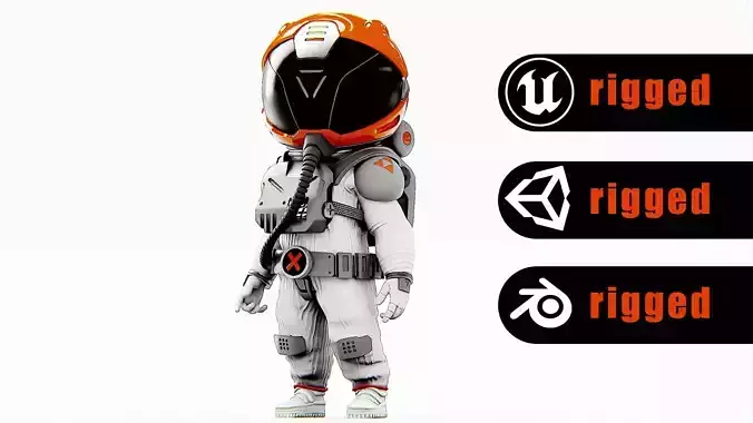 TOON ASTRONAUT F-C Rigged for Unreal Engine - Unity - MIXAMO  3D model