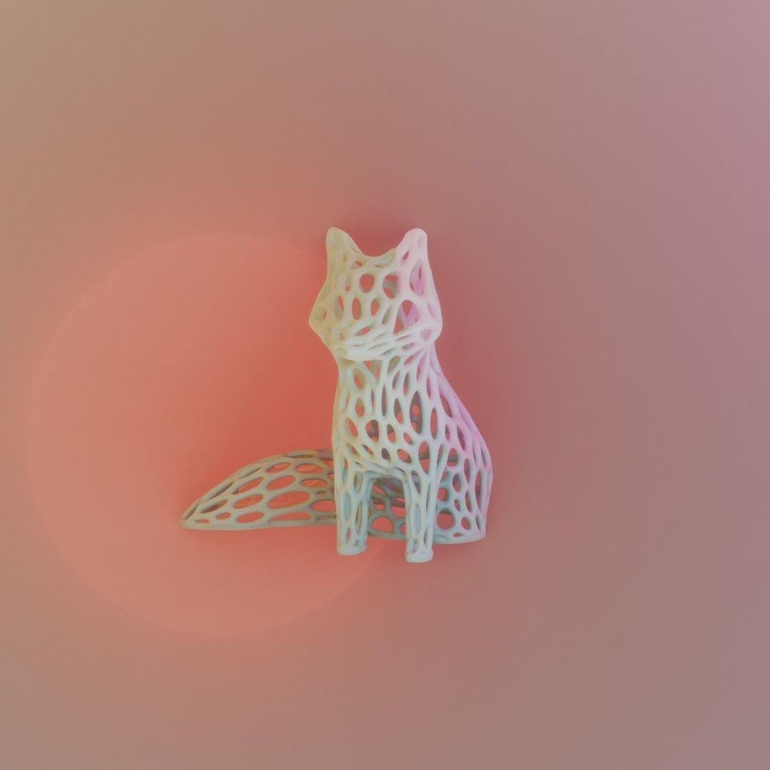 Spirit of the fox Vornoi edition 3D print model_8