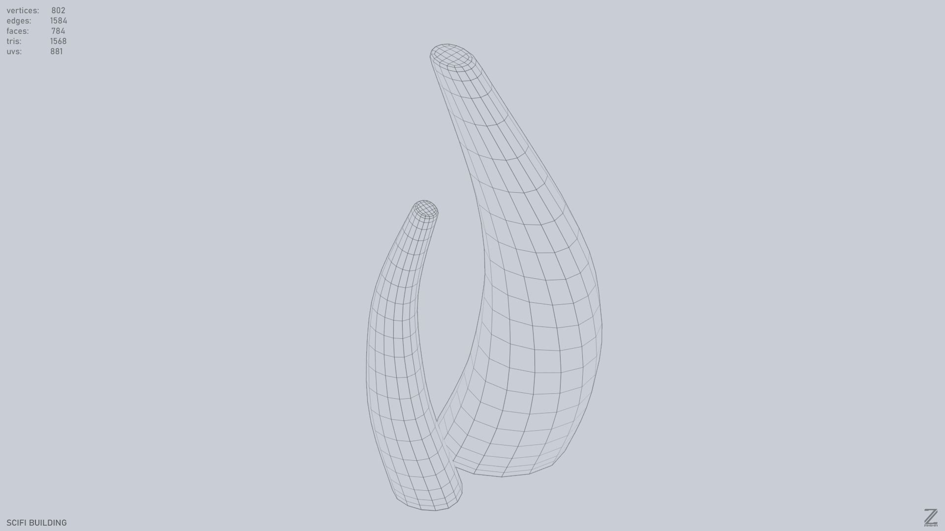 Sci fi building Low-poly 3D model_13