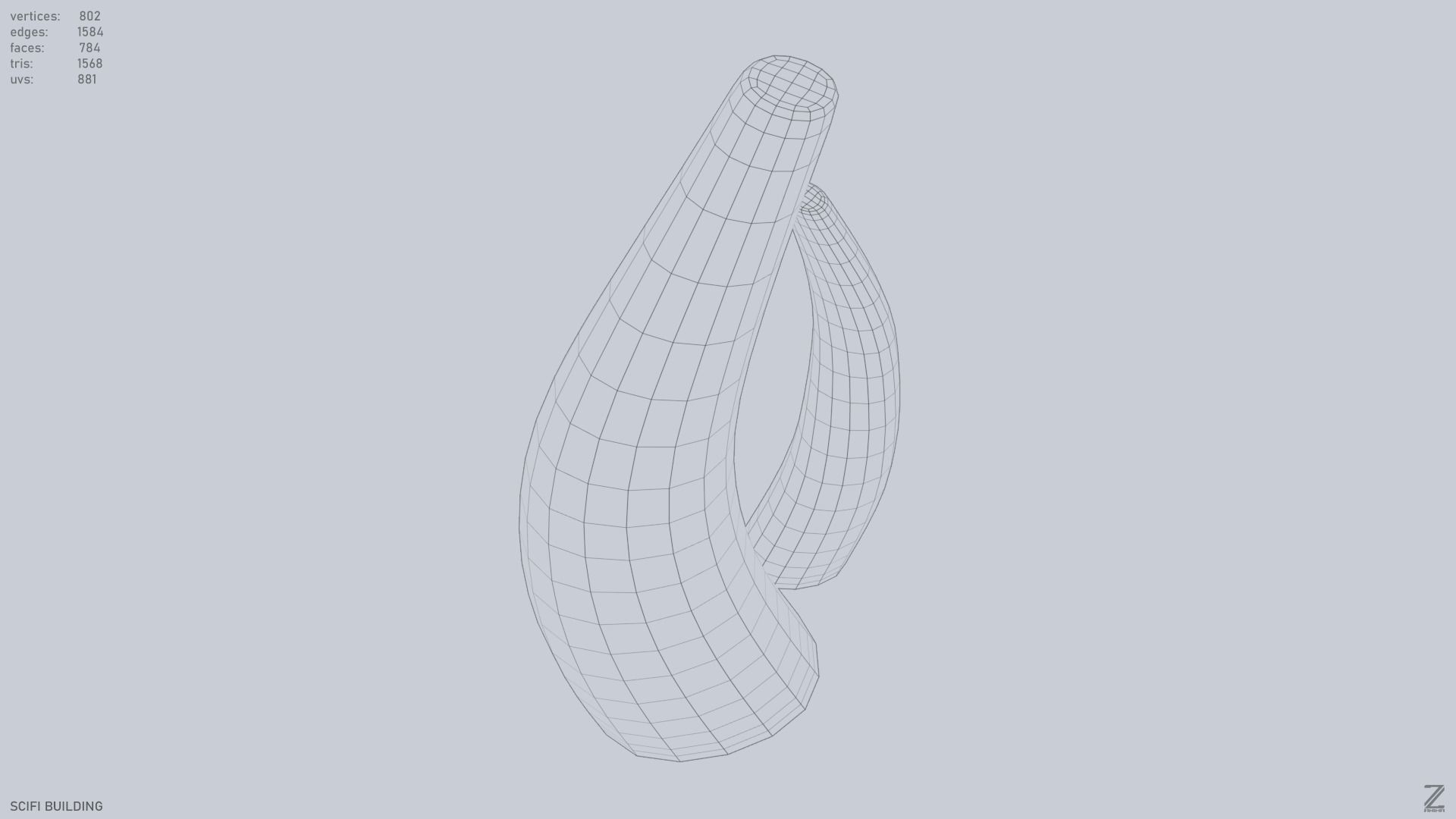 Sci fi building Low-poly 3D model_15