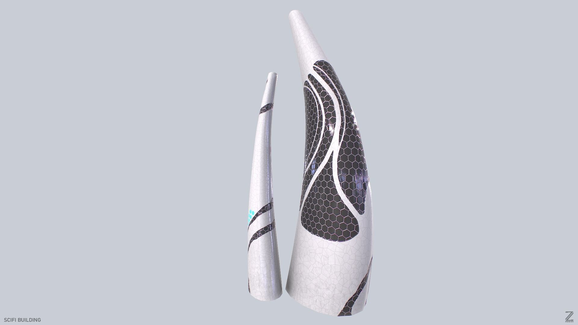 Sci fi building Low-poly 3D model_6