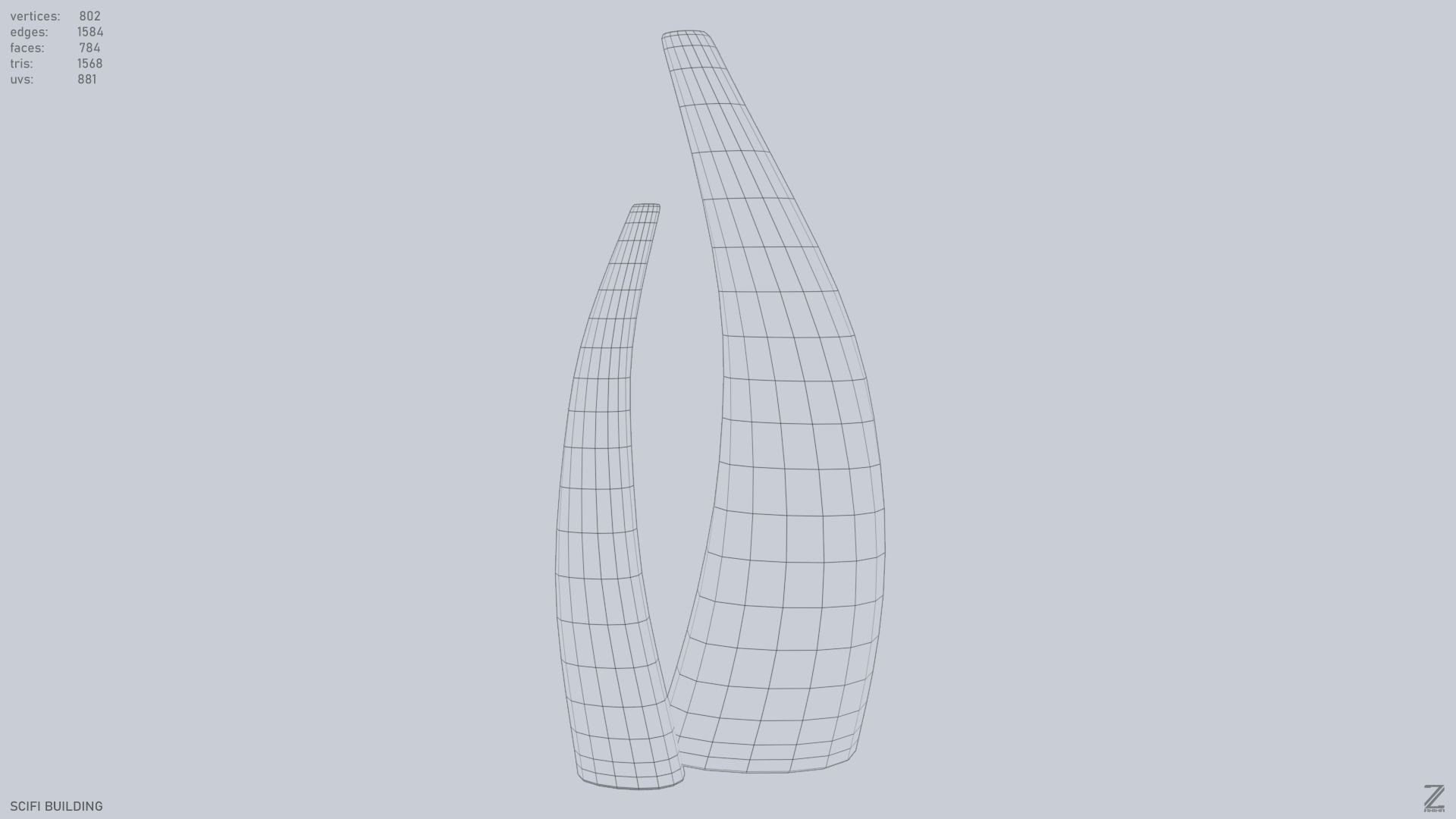 Sci fi building Low-poly 3D model_12