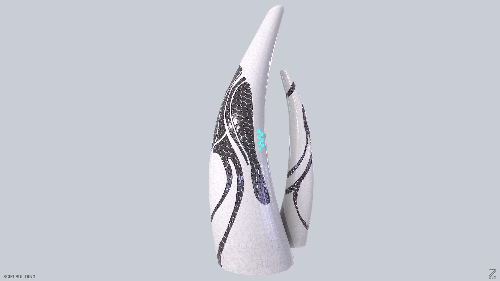 Sci fi building Low-poly 3D model_7