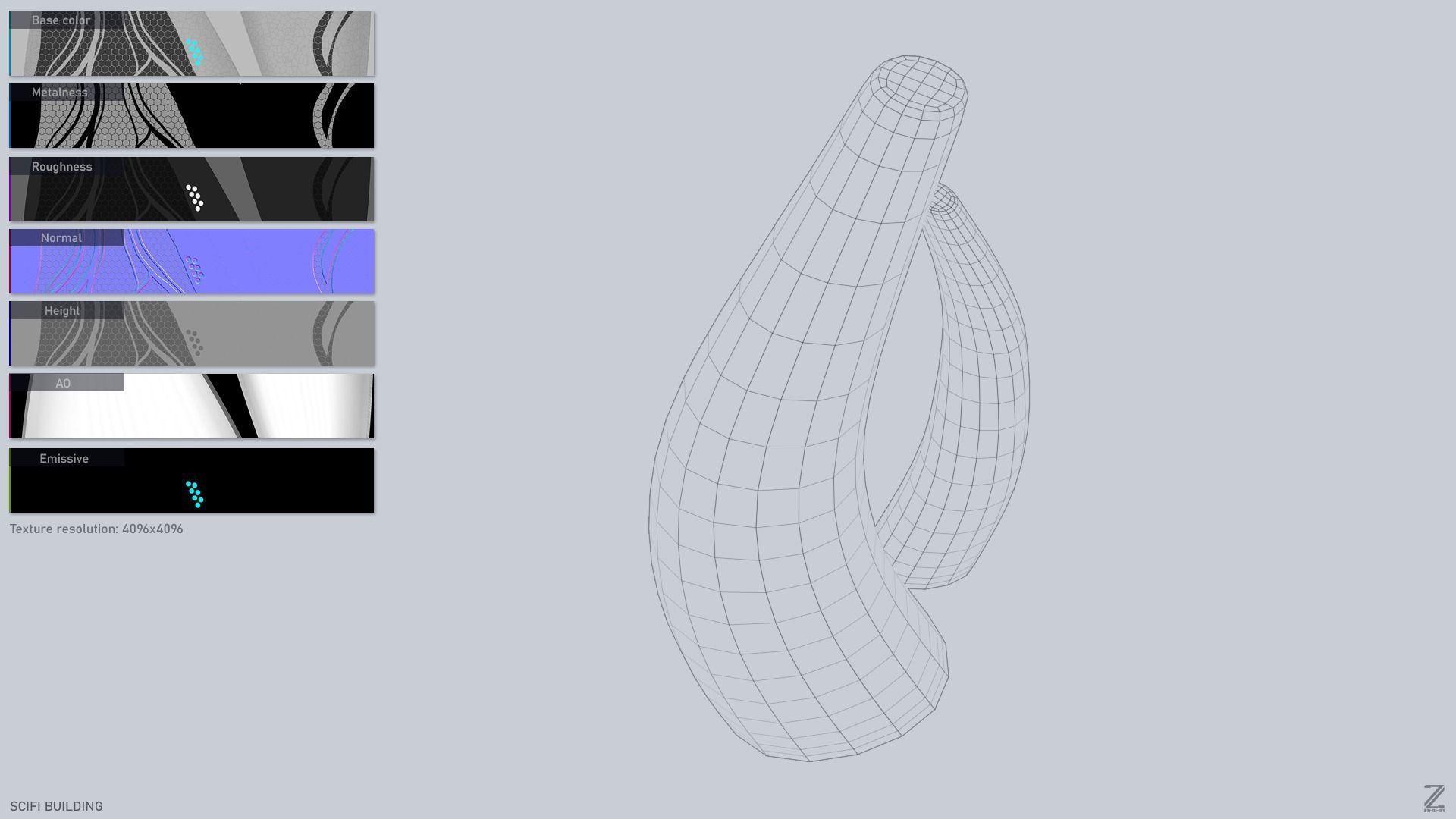 Sci fi building Low-poly 3D model_3