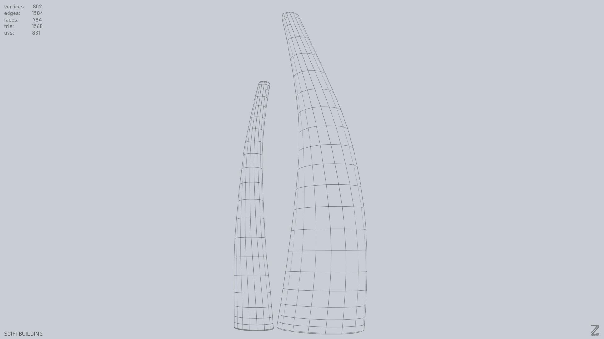 Sci fi building Low-poly 3D model_14