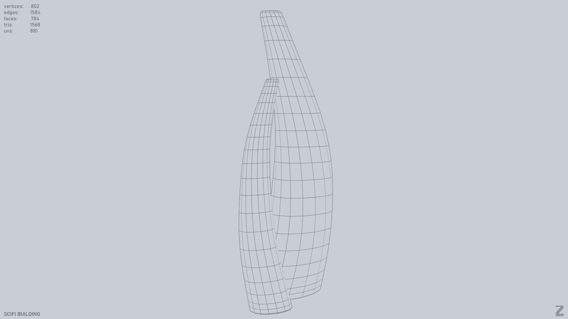 Sci fi building Low-poly 3D model_11