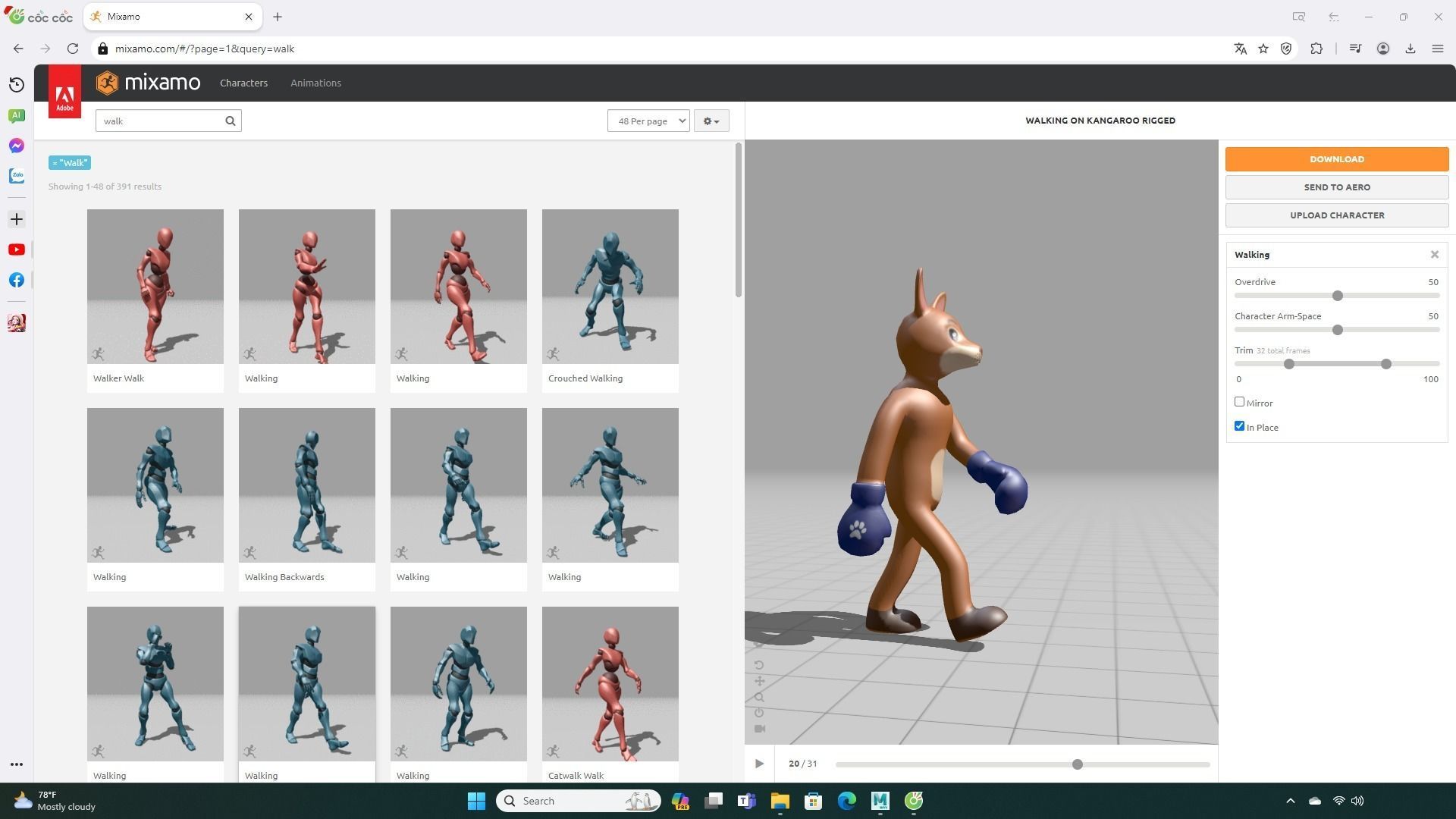 Boxing Kangaroo Animal Animated Low-poly 3D model_3