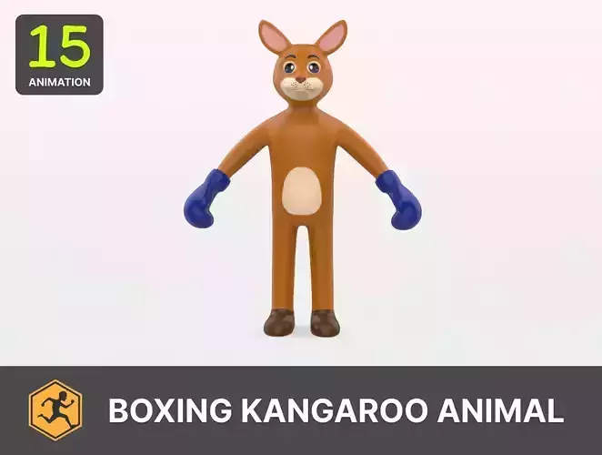 Boxing Kangaroo Animal Animated Low-poly 3D model