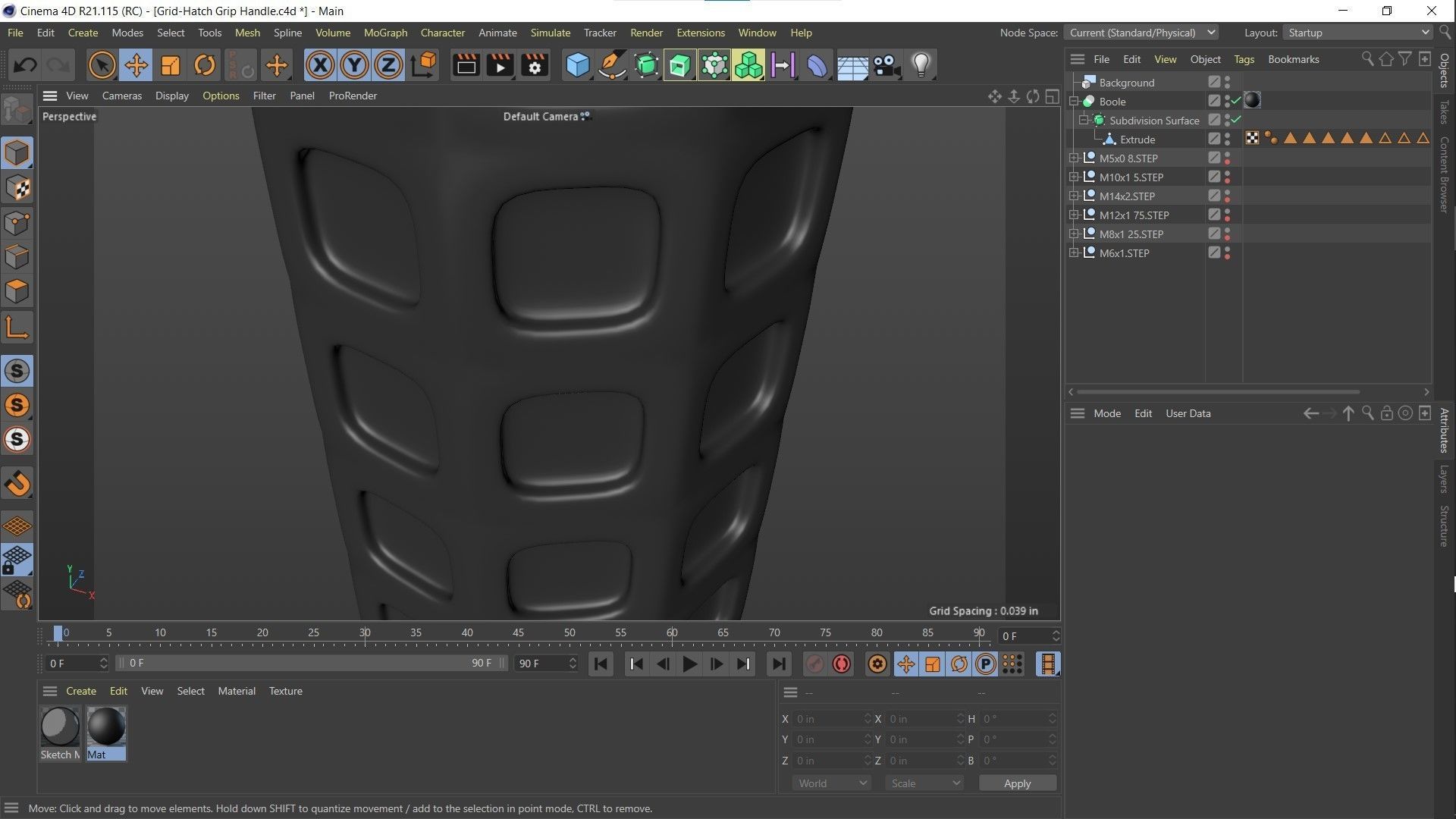 3D Printable PLA Grid-Hatched-Grip Tool Handle  3D print model_4