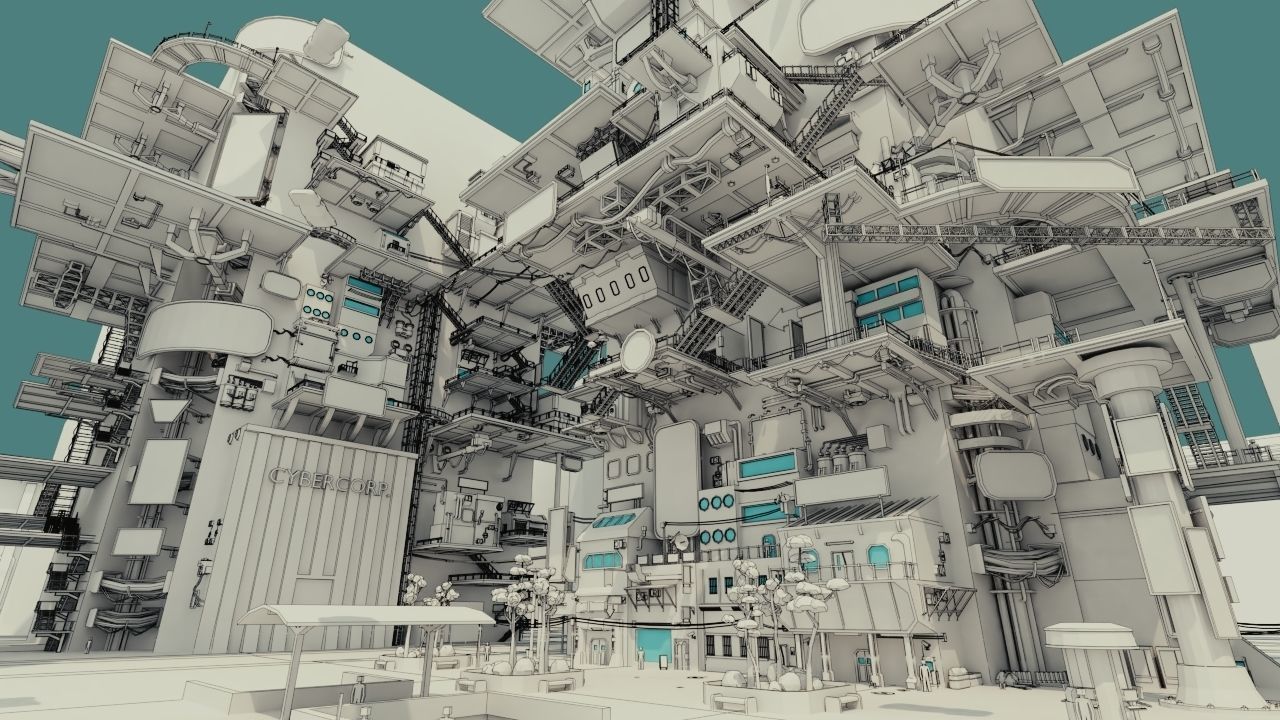 SCIFI Cyberpunk CIty Low-poly 3D model_3