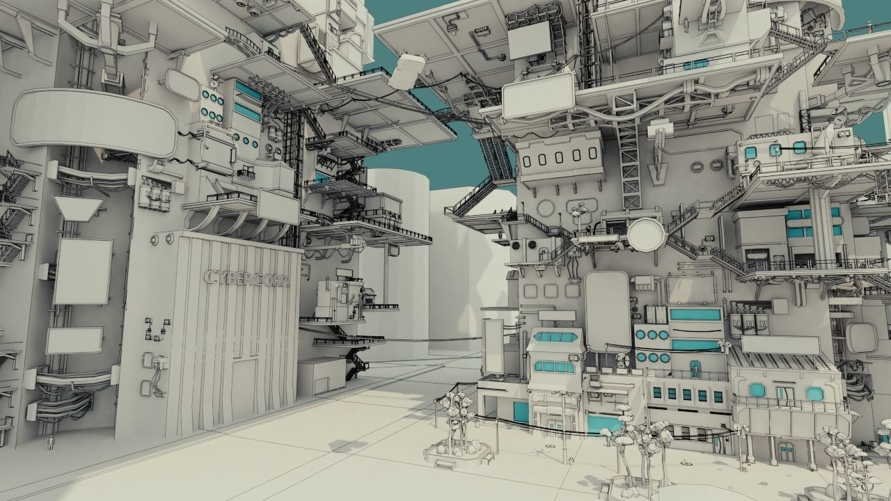 SCIFI Cyberpunk CIty Low-poly 3D model_2