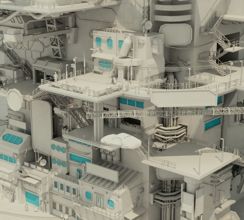 SCIFI Cyberpunk CIty Low-poly 3D model_4