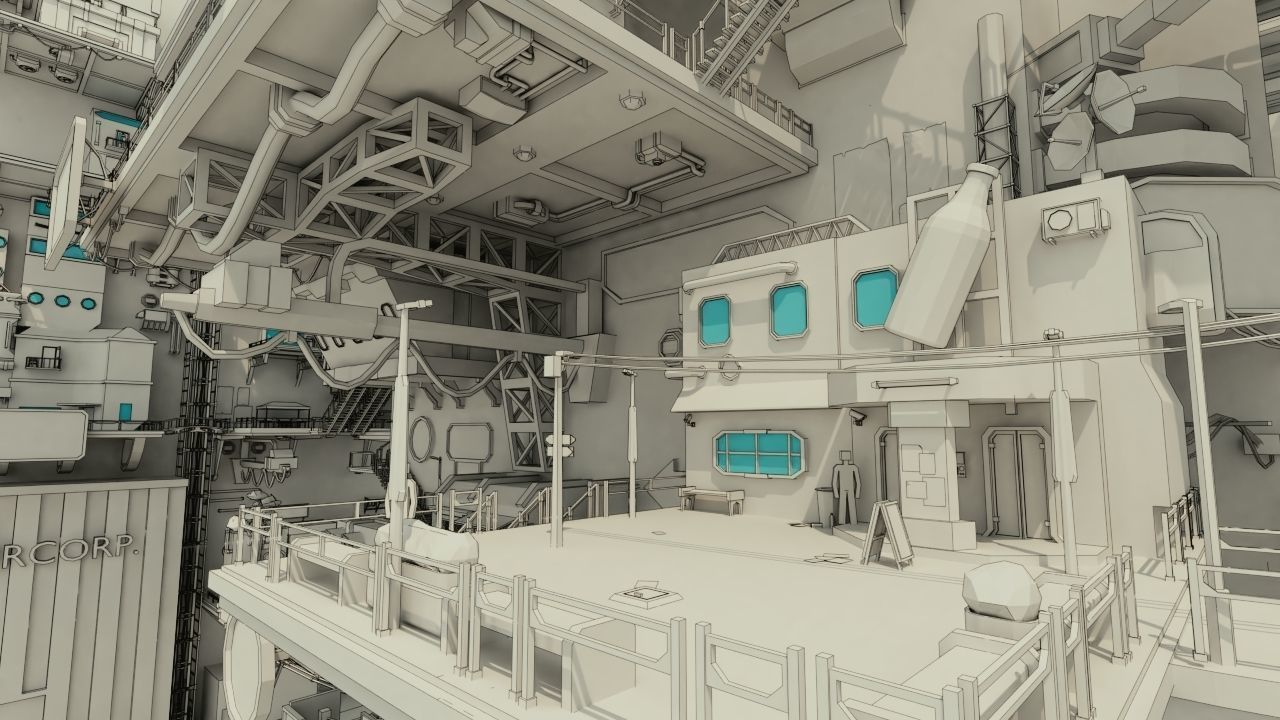 SCIFI Cyberpunk CIty Low-poly 3D model_1