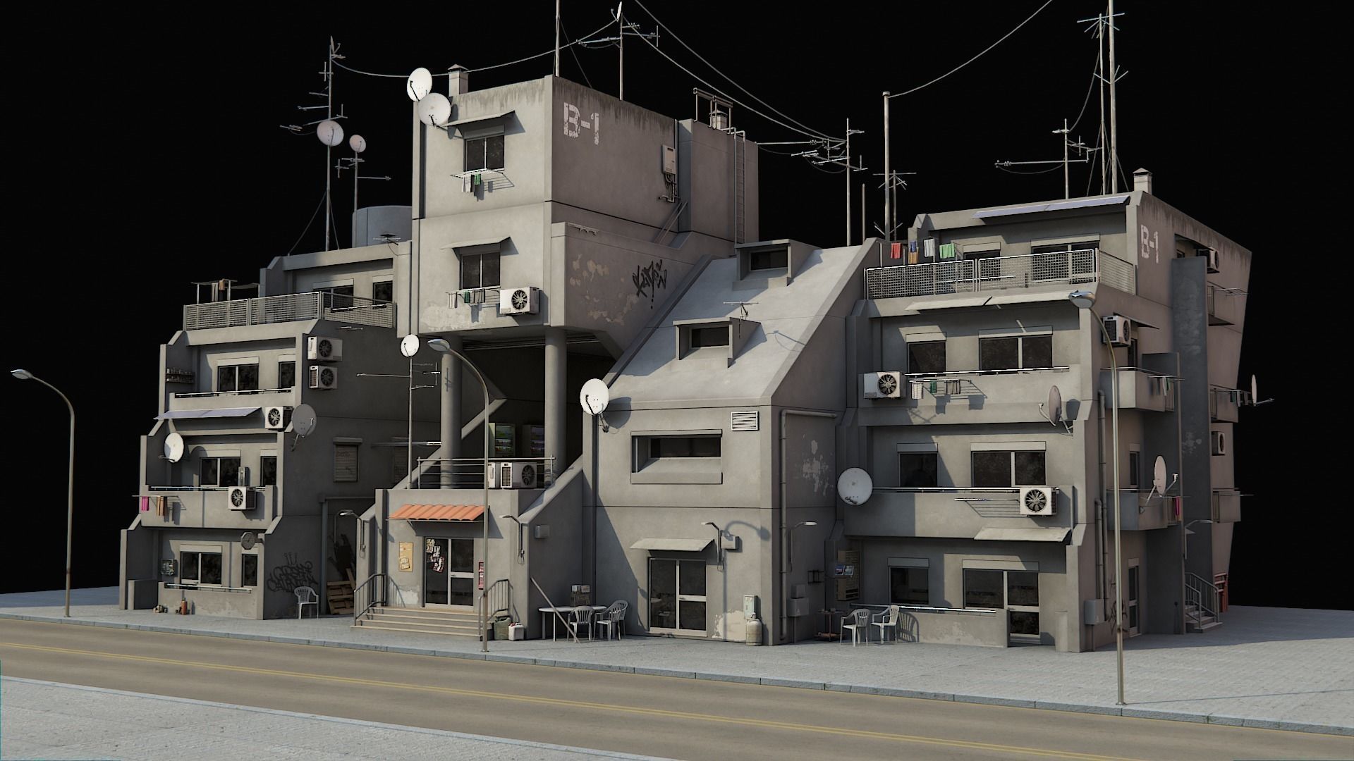 SCIFI Cyberpunk Buildings Pack Low-poly 3D model_1