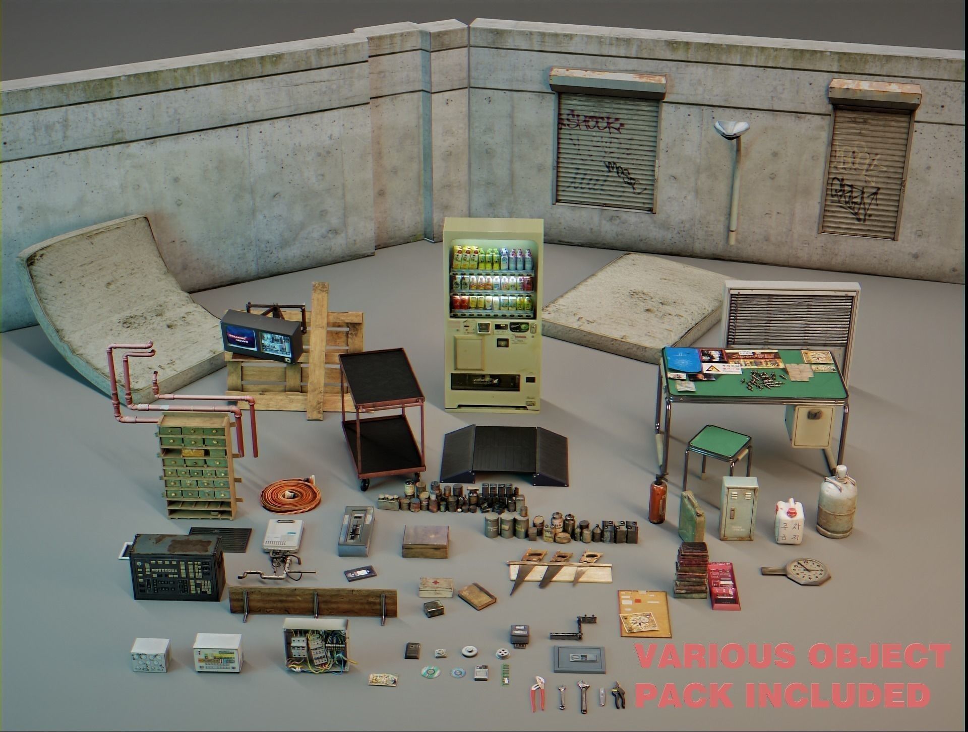 SCIFI Cyberpunk Buildings Pack Low-poly 3D model_11