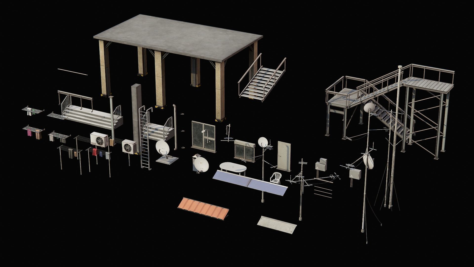 SCIFI Cyberpunk Buildings Pack Low-poly 3D model_10