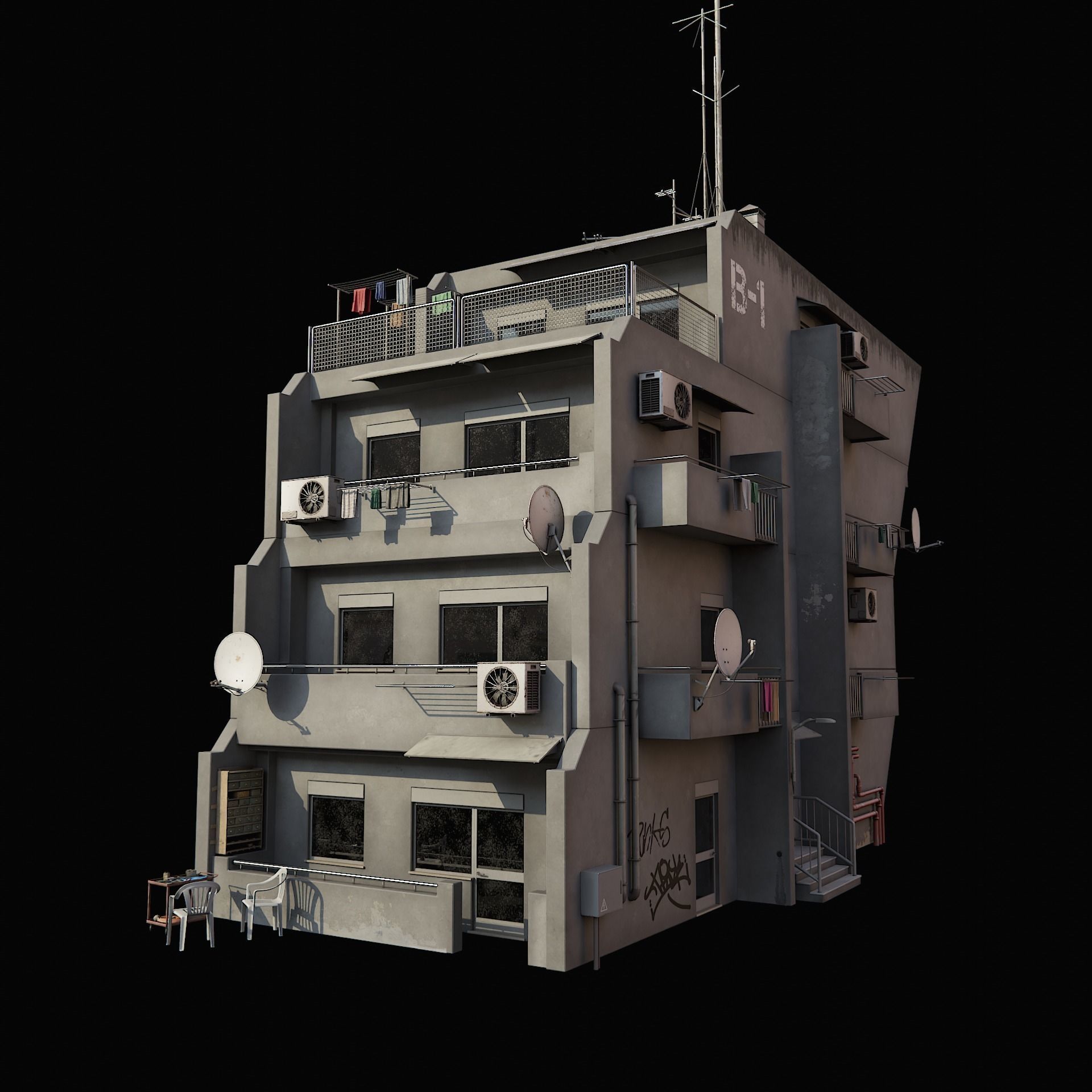 SCIFI Cyberpunk Buildings Pack Low-poly 3D model_4