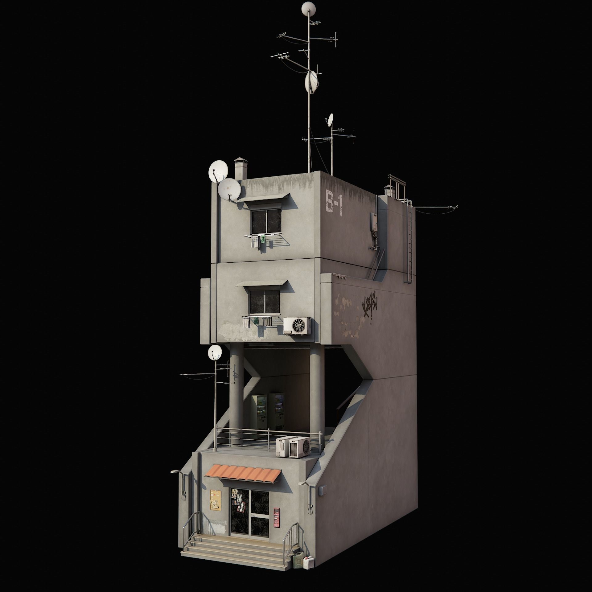 SCIFI Cyberpunk Buildings Pack Low-poly 3D model_7