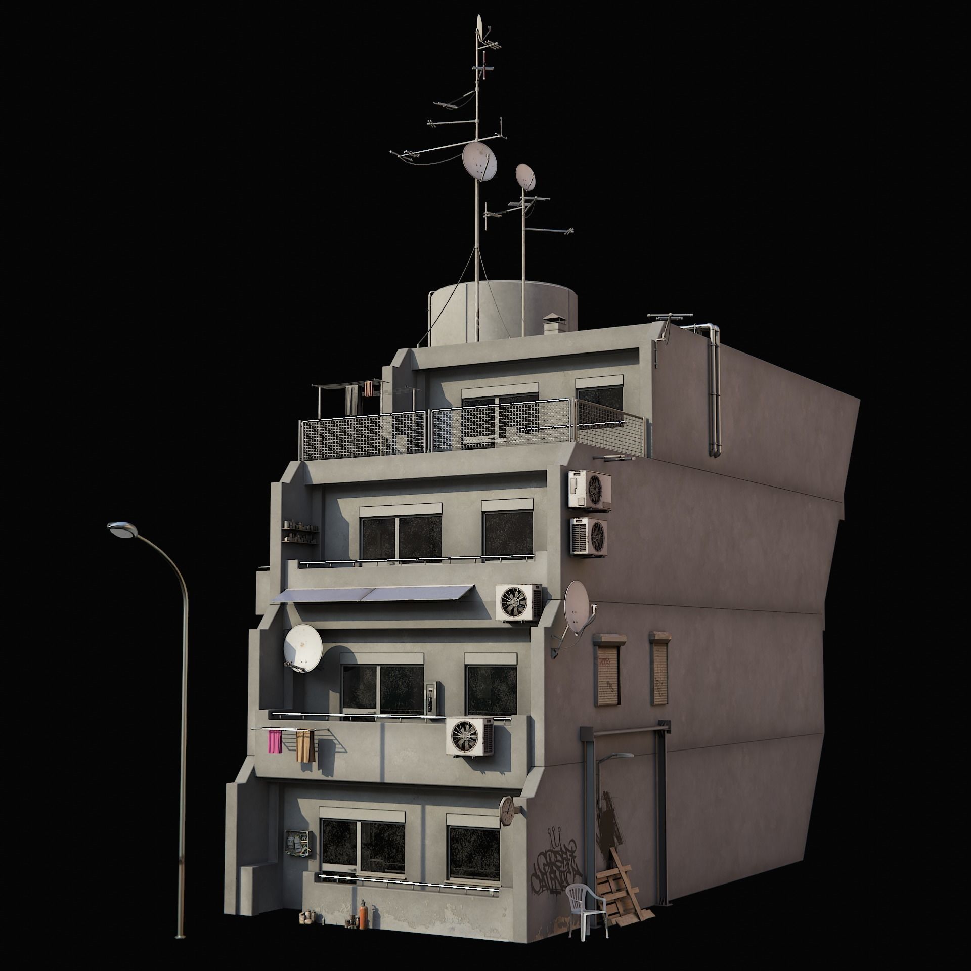 SCIFI Cyberpunk Buildings Pack Low-poly 3D model_6