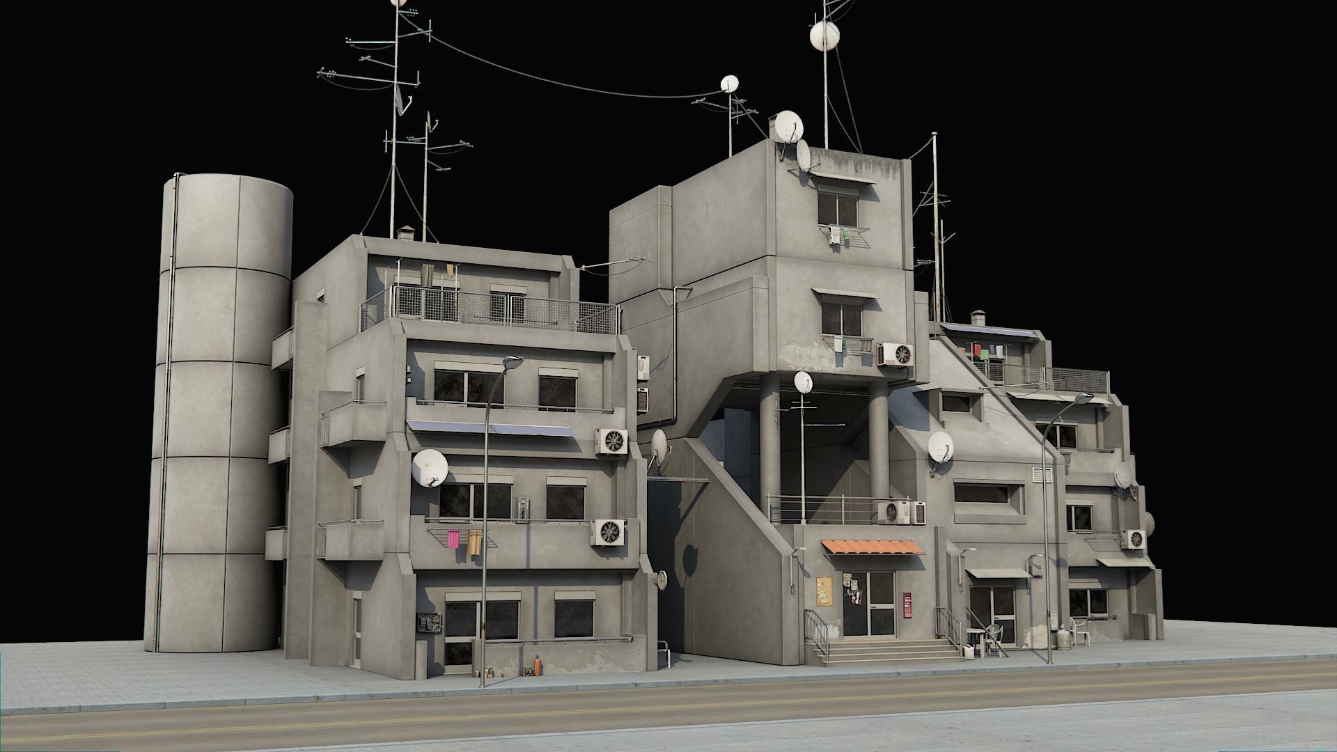 SCIFI Cyberpunk Buildings Pack Low-poly 3D model_2