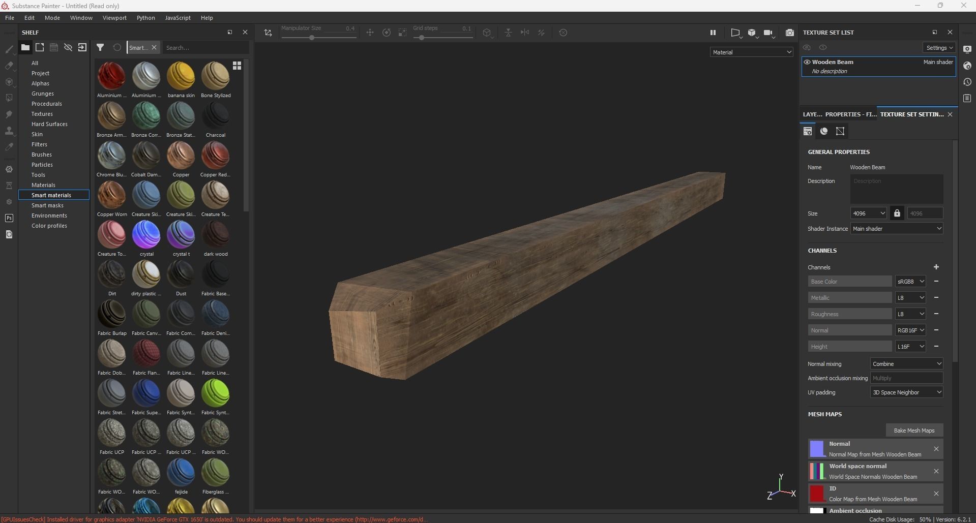 Wooden Beam Low-poly 3D model_6