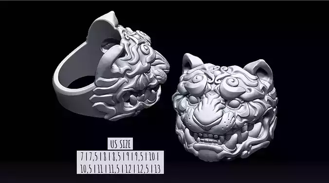 Tiger Head Ring 3D print model