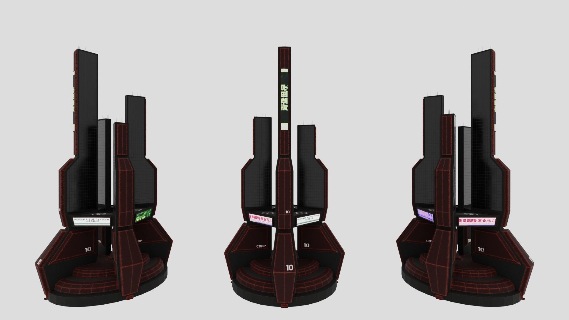 SciFi Cyberpunk Building 10 Low-poly 3D model_9