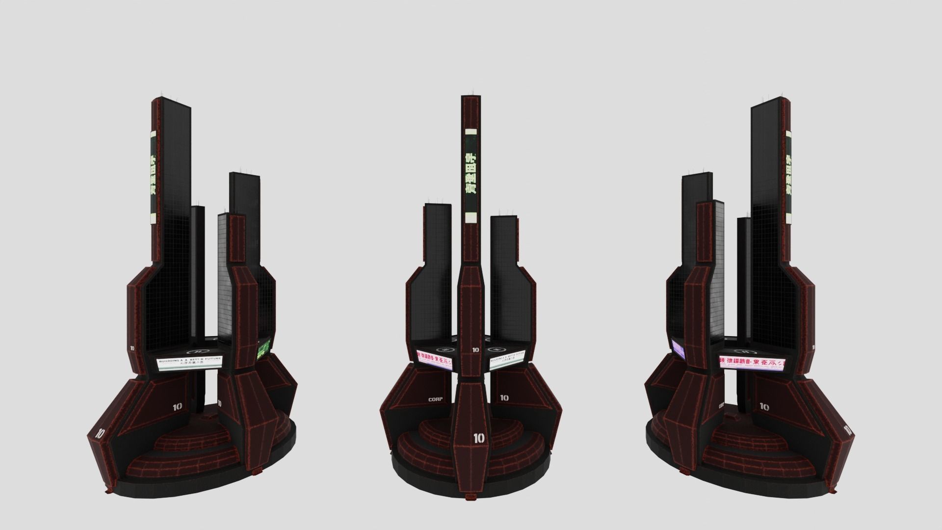 SciFi Cyberpunk Building 10 Low-poly 3D model_10