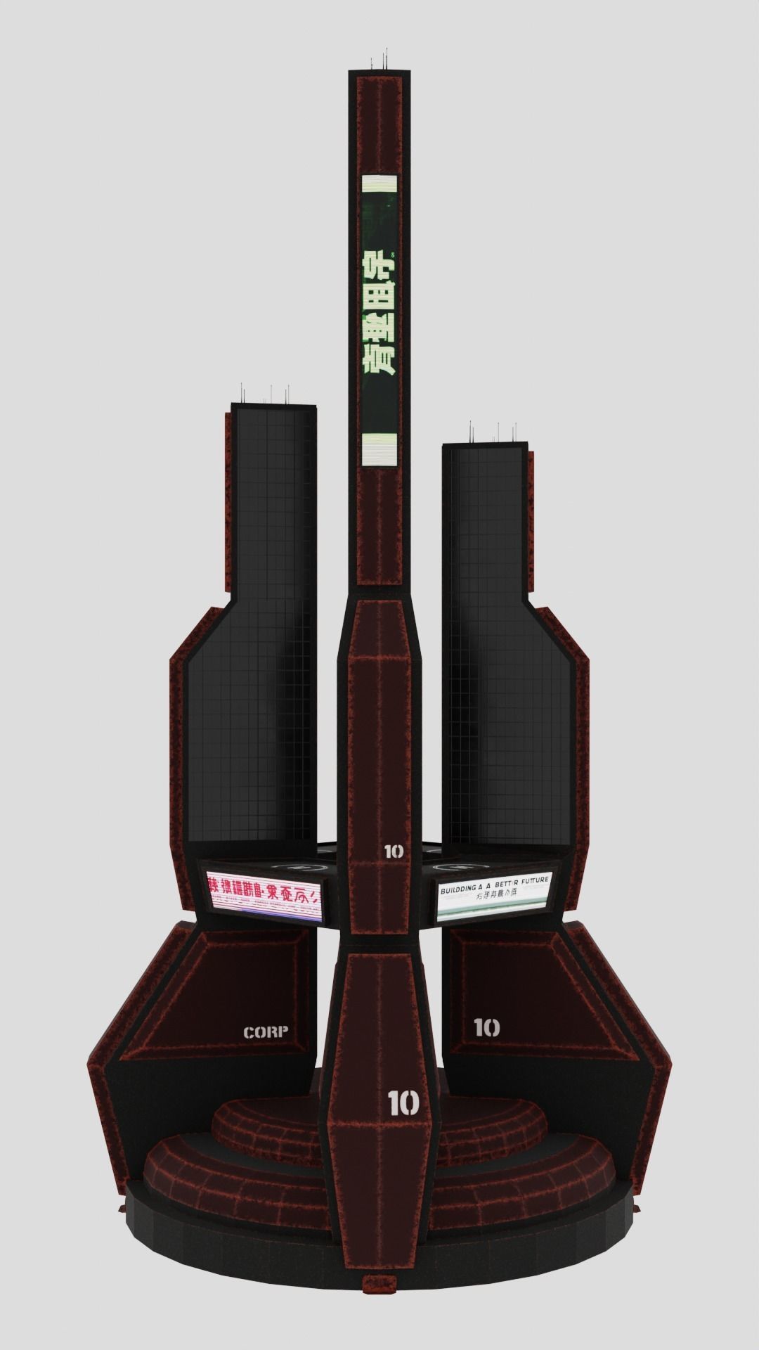 SciFi Cyberpunk Building 10 Low-poly 3D model_1