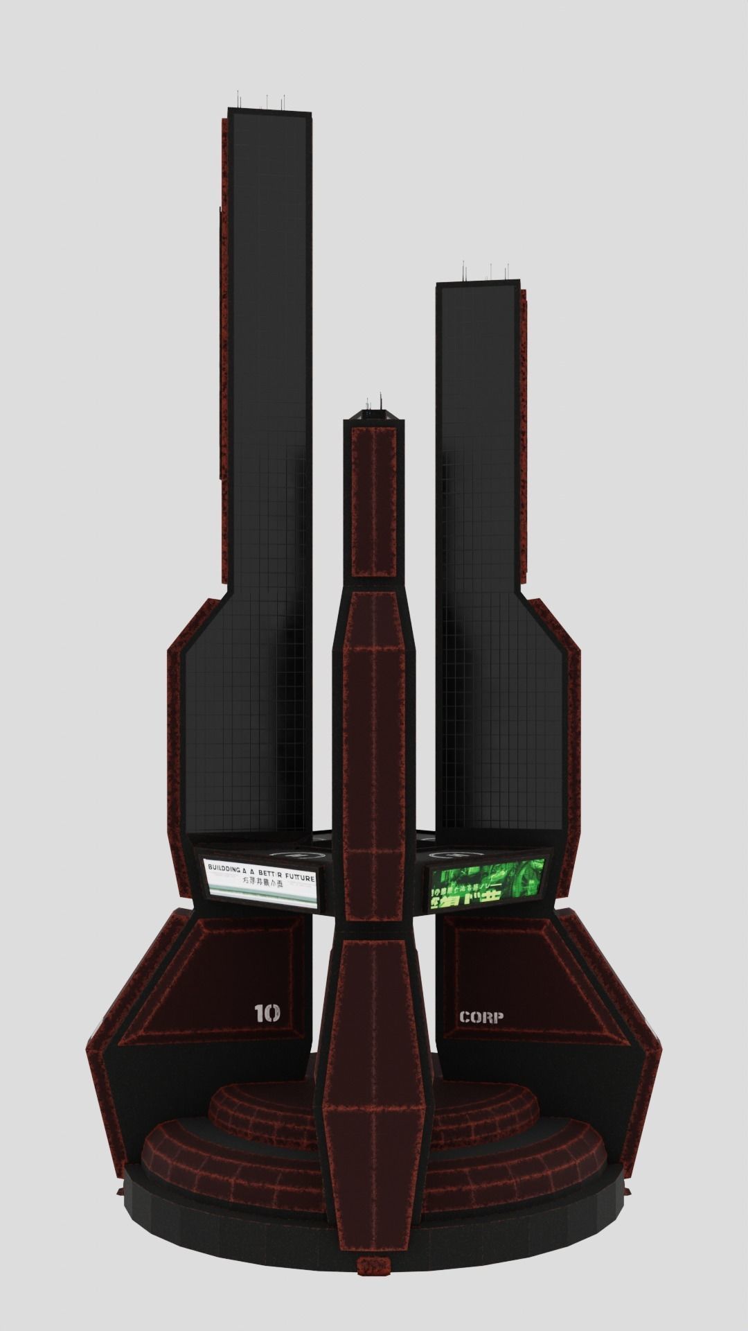 SciFi Cyberpunk Building 10 Low-poly 3D model_3