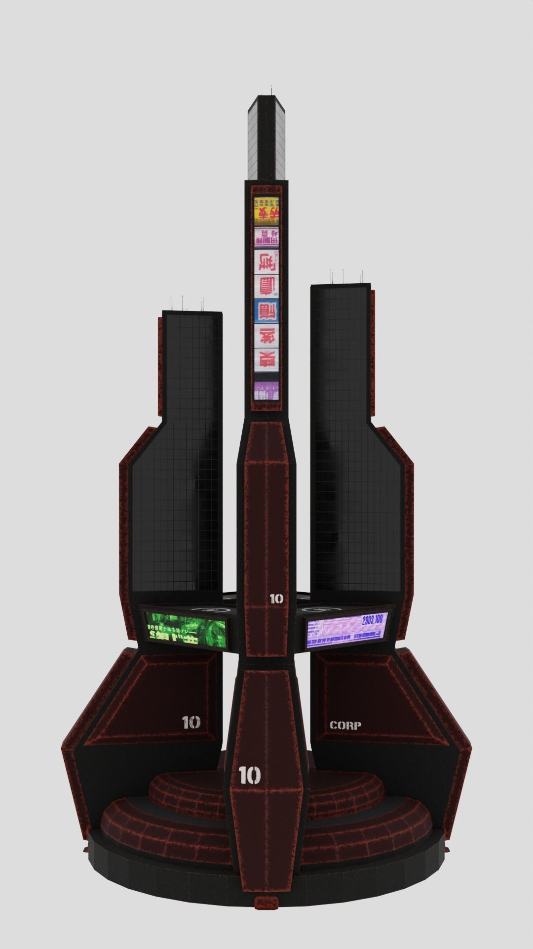 SciFi Cyberpunk Building 10 Low-poly 3D model_5