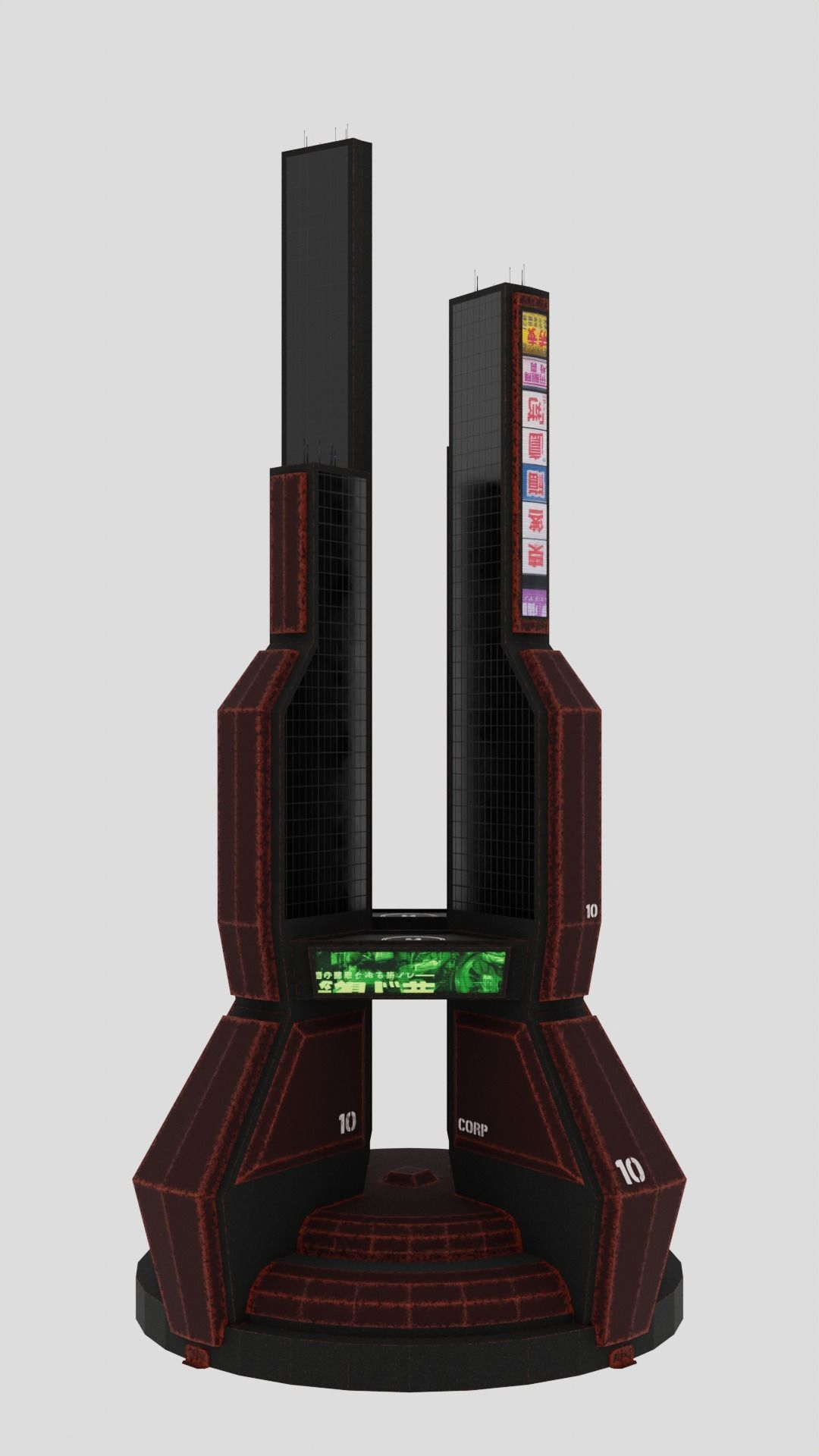 SciFi Cyberpunk Building 10 Low-poly 3D model_2