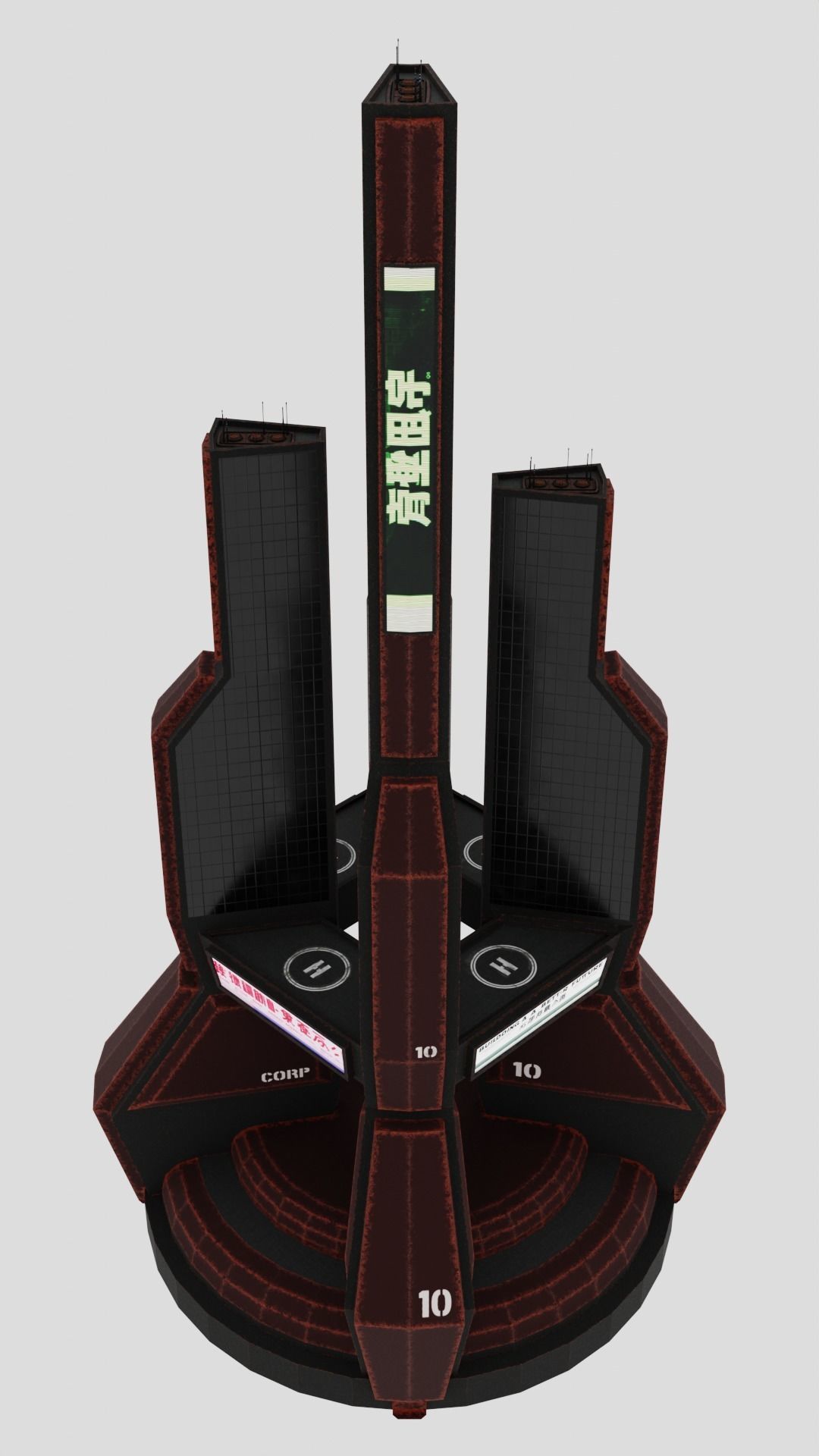 SciFi Cyberpunk Building 10 Low-poly 3D model_6