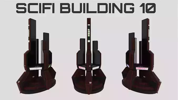 SciFi Cyberpunk Building 10 Low-poly 3D model