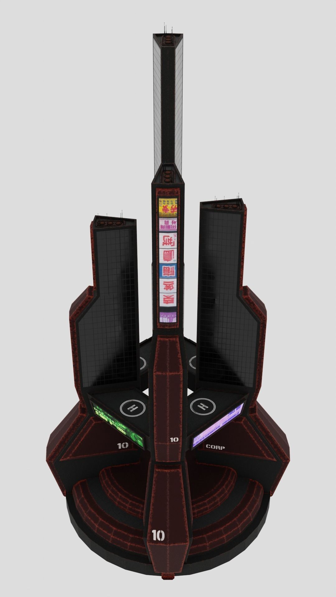 SciFi Cyberpunk Building 10 Low-poly 3D model_7