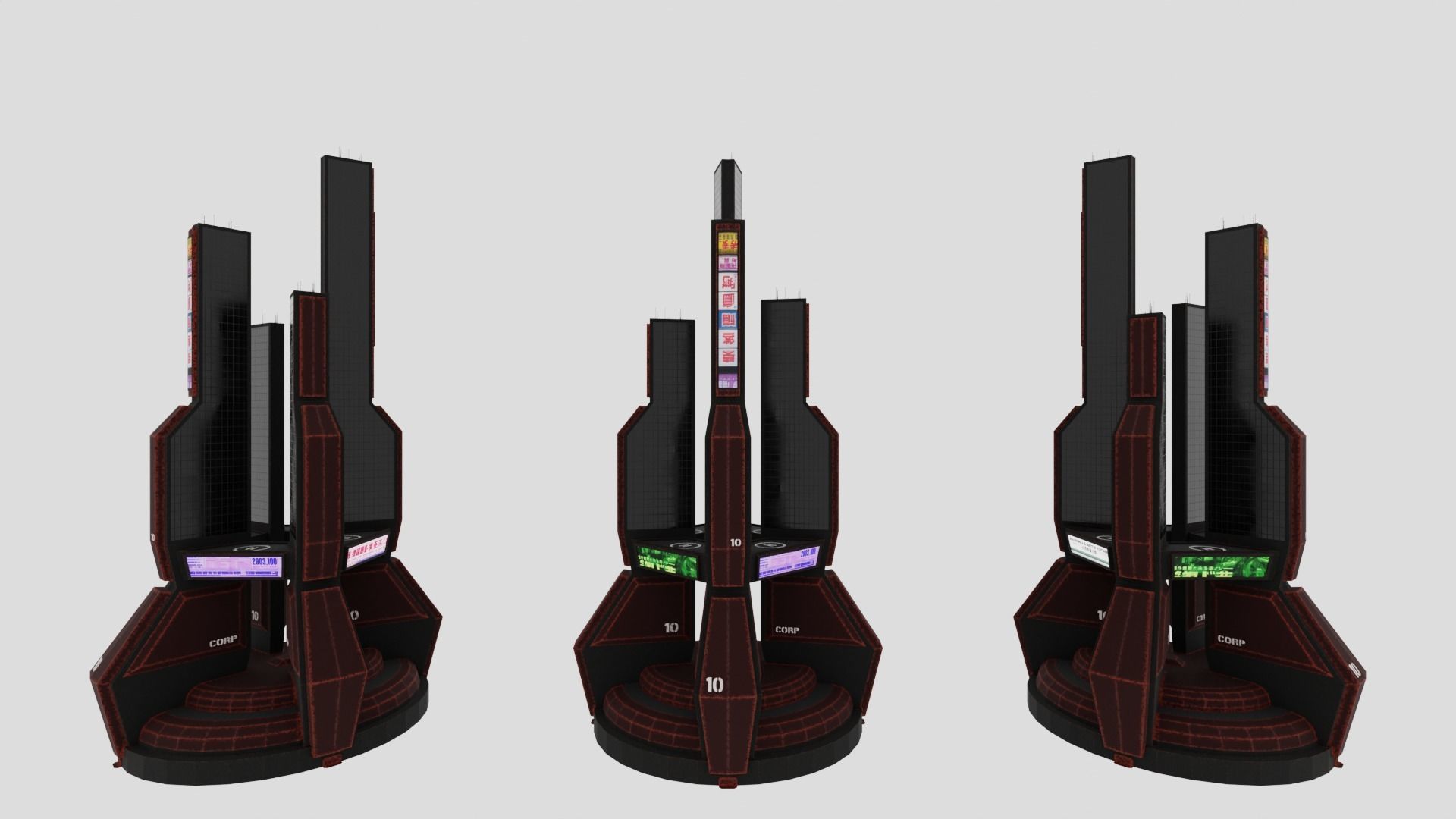 SciFi Cyberpunk Building 10 Low-poly 3D model_8