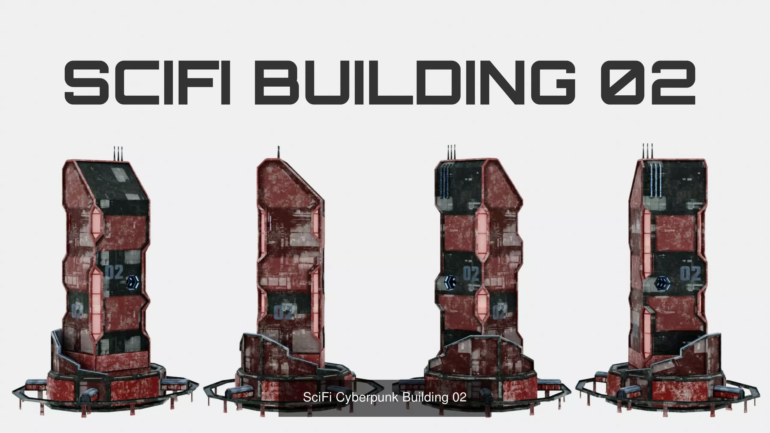 SciFi Buildings Assetpack - 10 buildings 3D Model Collection_0