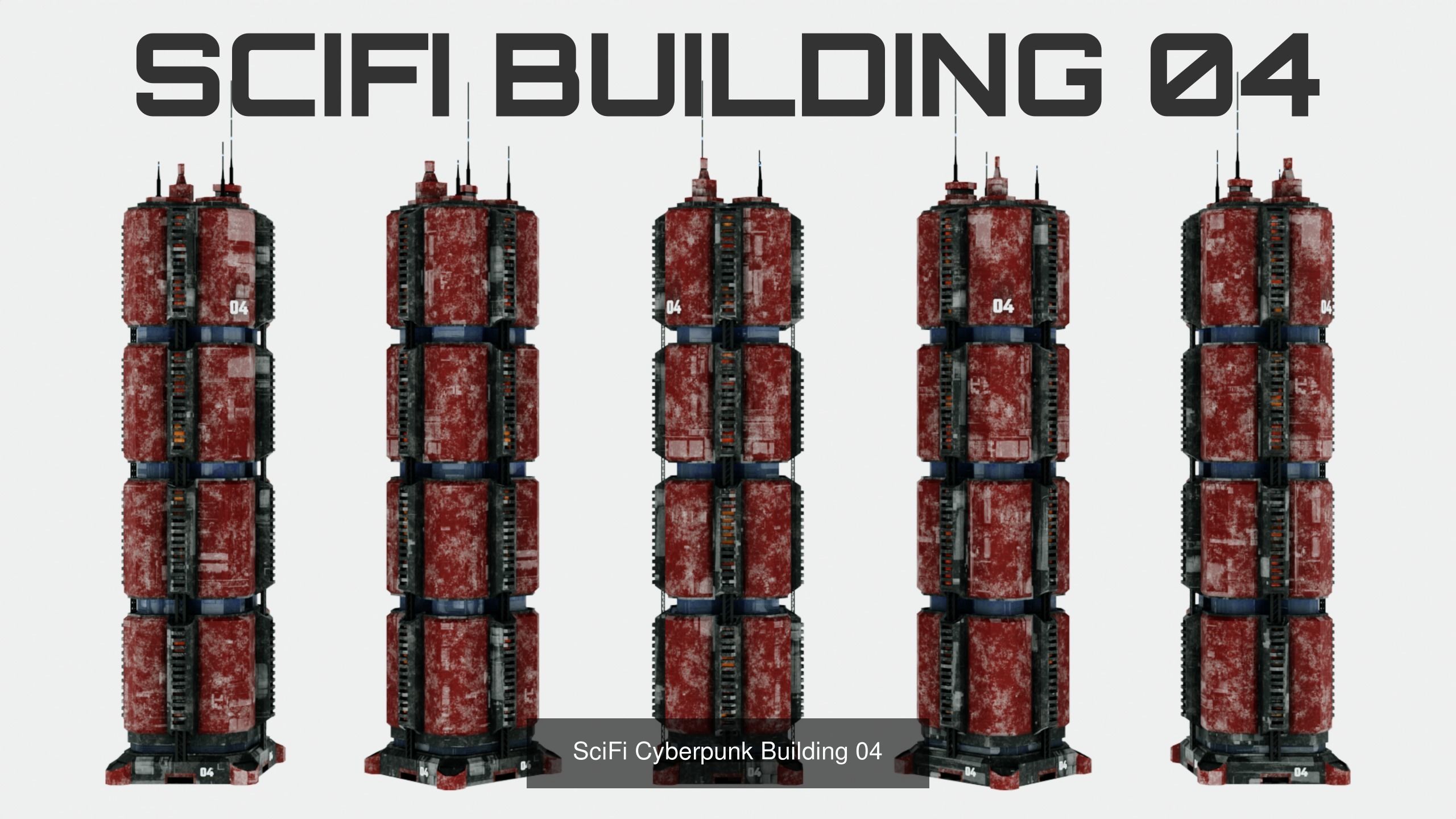SciFi Buildings Assetpack - 10 buildings 3D Model Collection_4