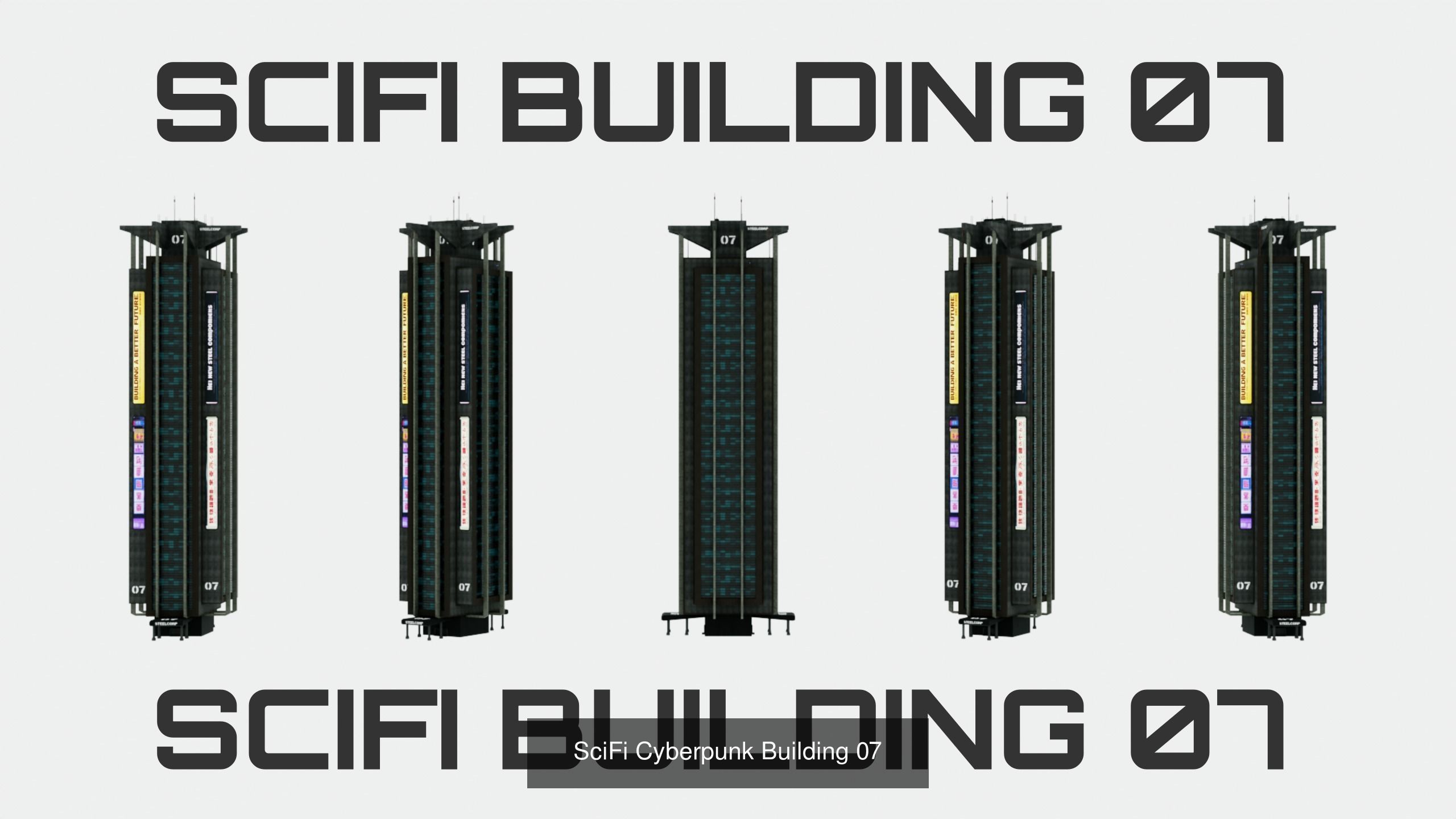 SciFi Buildings Assetpack - 10 buildings 3D Model Collection_7