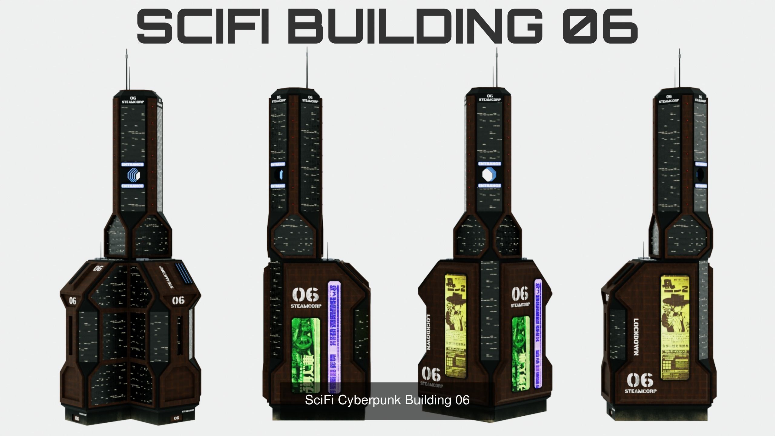 SciFi Buildings Assetpack - 10 buildings 3D Model Collection_6